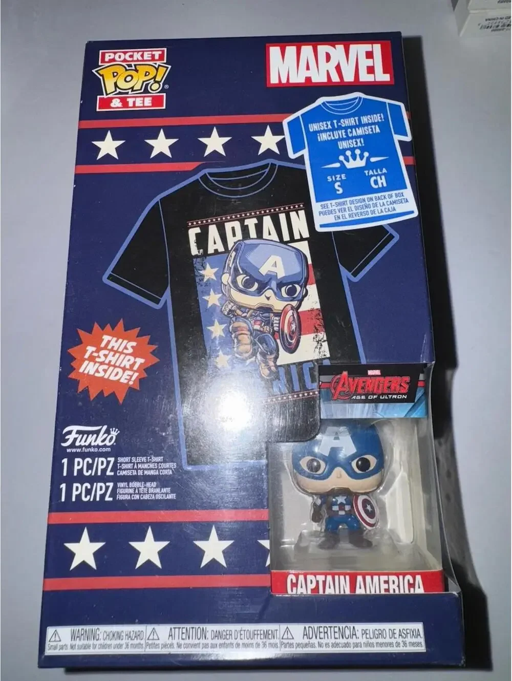 Marvel’s Captain America- Pocket POP/T-Shirt (Small) Bundle - FUNKO POP! MINIS